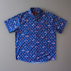 Dixxon Shirt XL Blue Pastrana Snap On Short Sleeve Button Up Casual Workwear